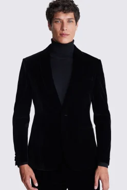 Slim Fit Black Velvet Jacket