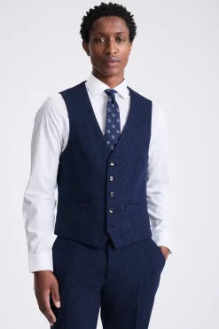 Slim Fit Blue Donegal Waistcoat