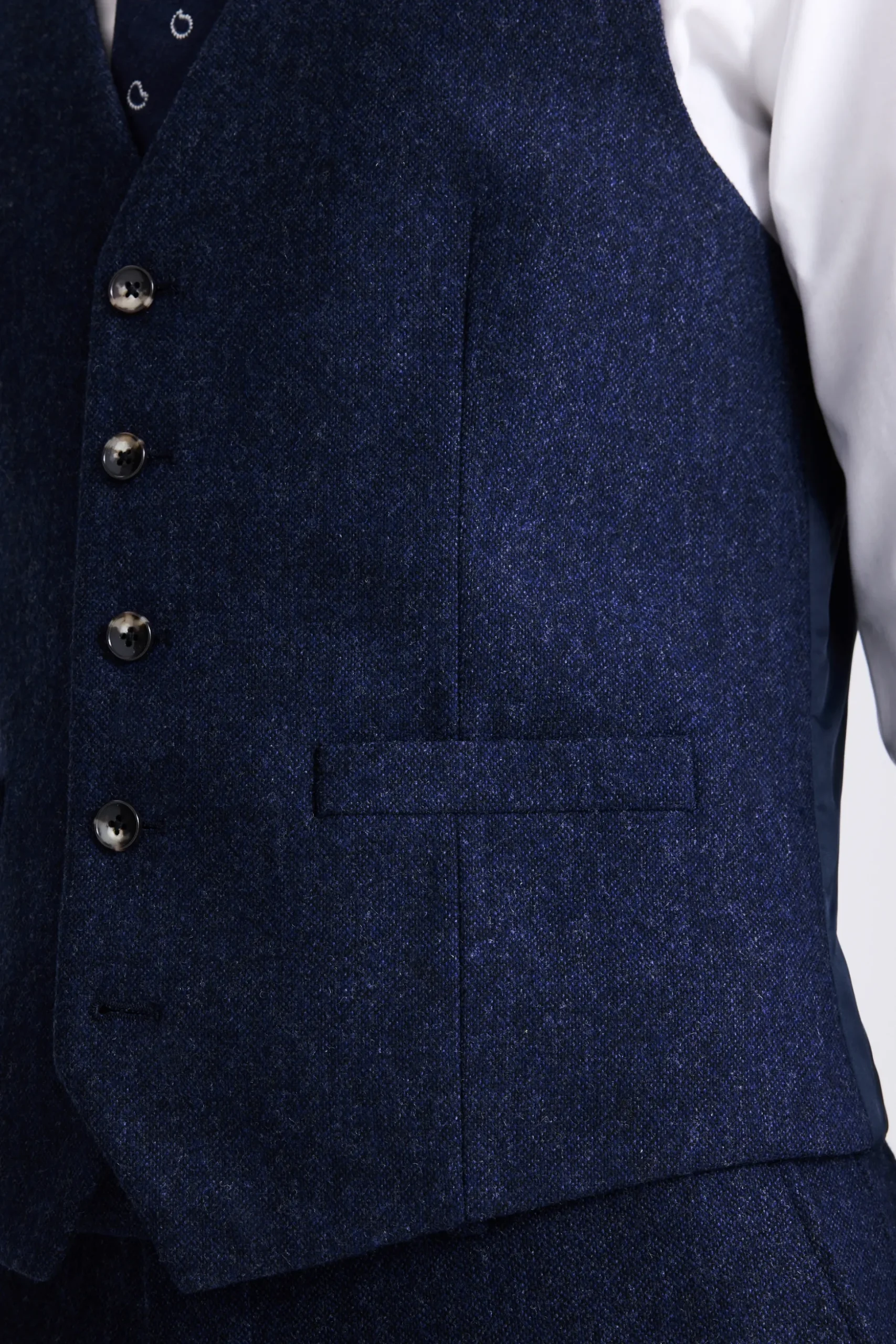 Slim Fit Blue Donegal Waistcoat