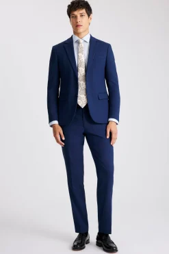 Slim Fit Blue Slub Suit