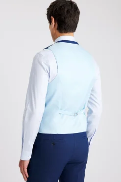 Slim Fit Blue Slub Waistcoat