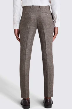 Slim Fit Brown Linen Trousers