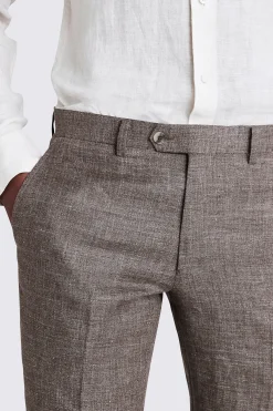 Slim Fit Brown Linen Trousers