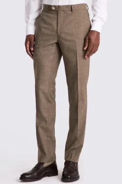 Slim Fit Brown Slub Trousers