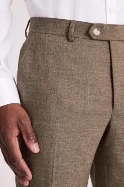 Slim Fit Brown Slub Trousers