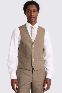 Slim Fit Brown Slub Waistcoat