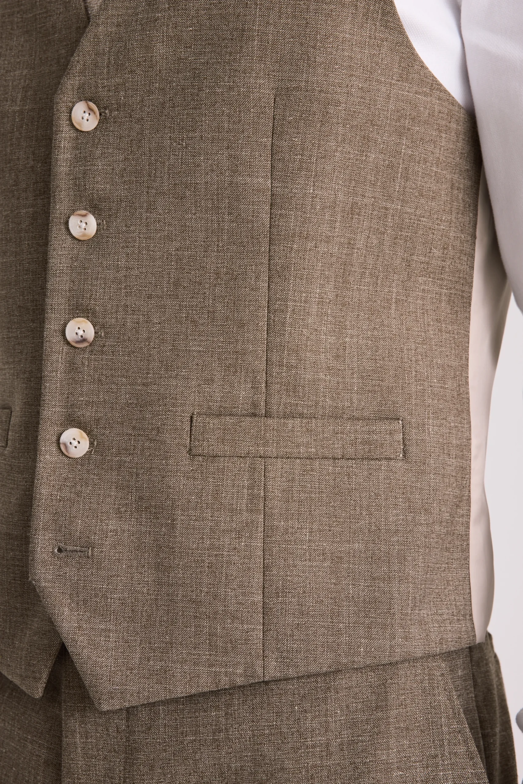 Slim Fit Brown Slub Waistcoat