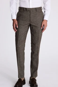 Slim Fit Brown Tweed Trousers