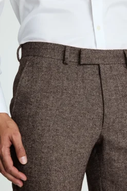 Slim Fit Brown Tweed Trousers