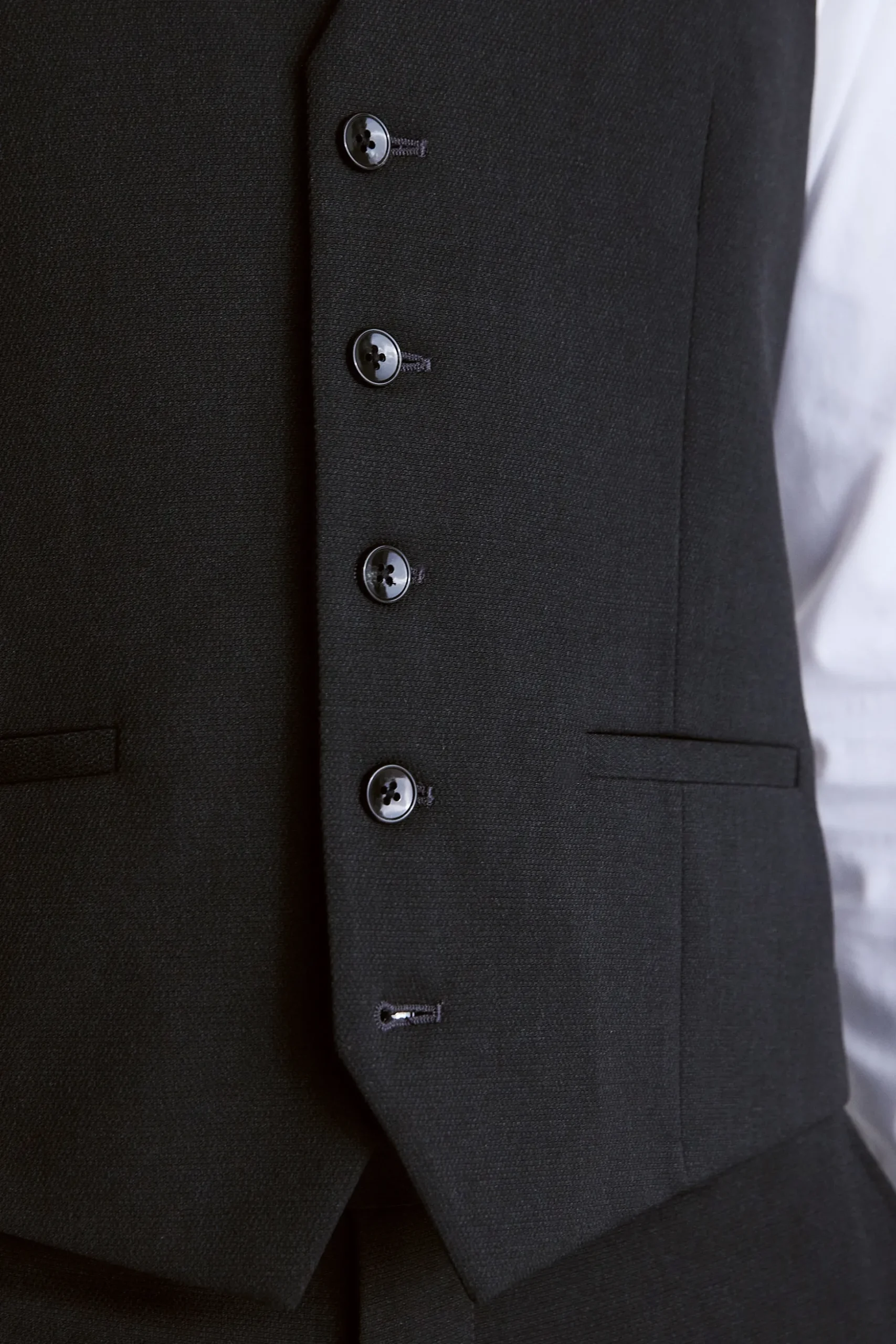Slim Fit Charcoal Stretch Waistcoat