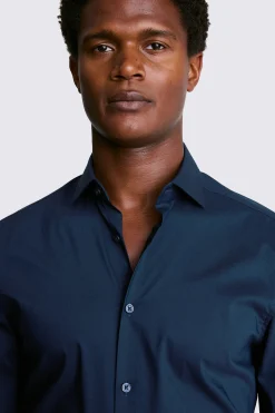 Slim Fit Dark Blue Stretch Shirt