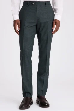 Slim Fit Dark Green Puppytooth Trousers