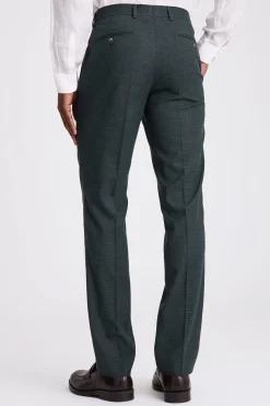 Slim Fit Dark Green Puppytooth Trousers