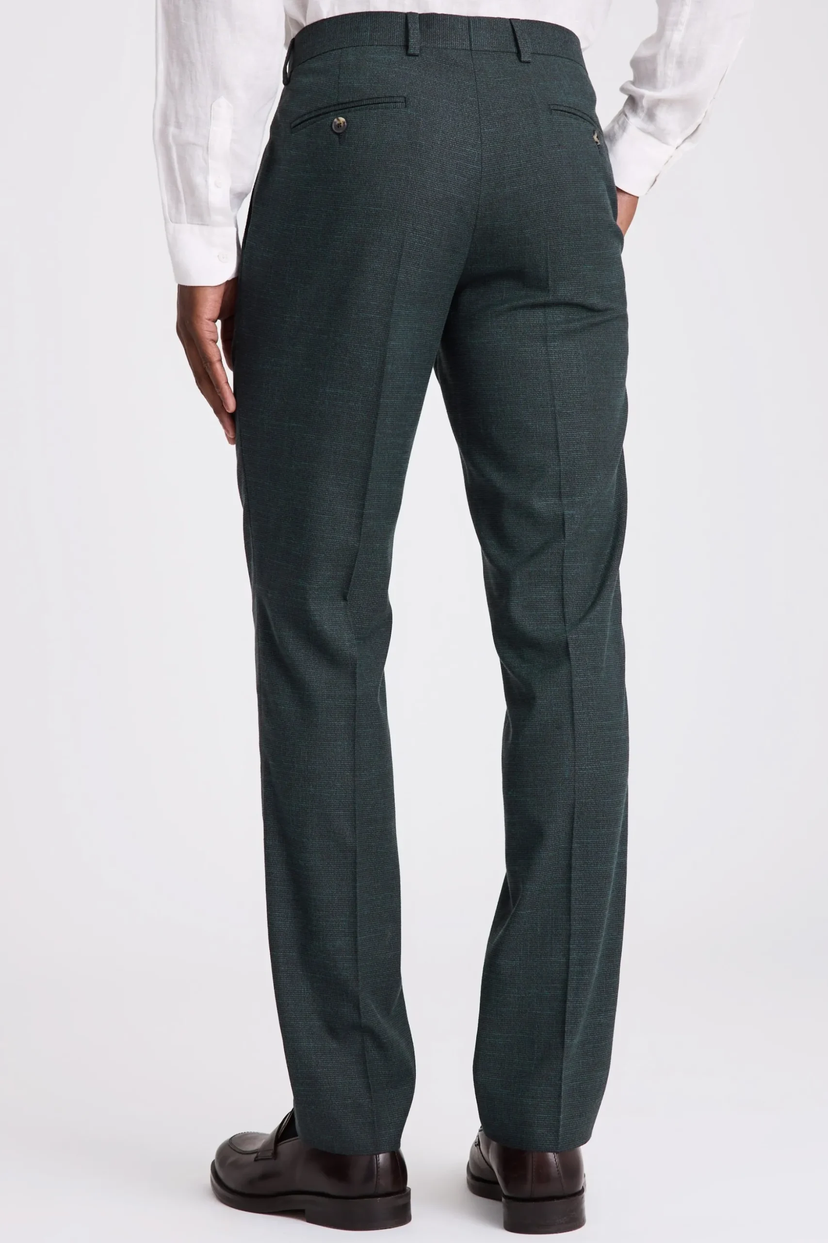Slim Fit Dark Green Puppytooth Trousers