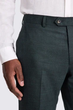 Slim Fit Dark Green Puppytooth Trousers