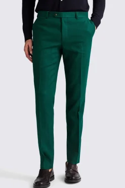 Slim Fit Emerald Matte Linen Trousers