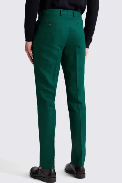 Slim Fit Emerald Matte Linen Trousers