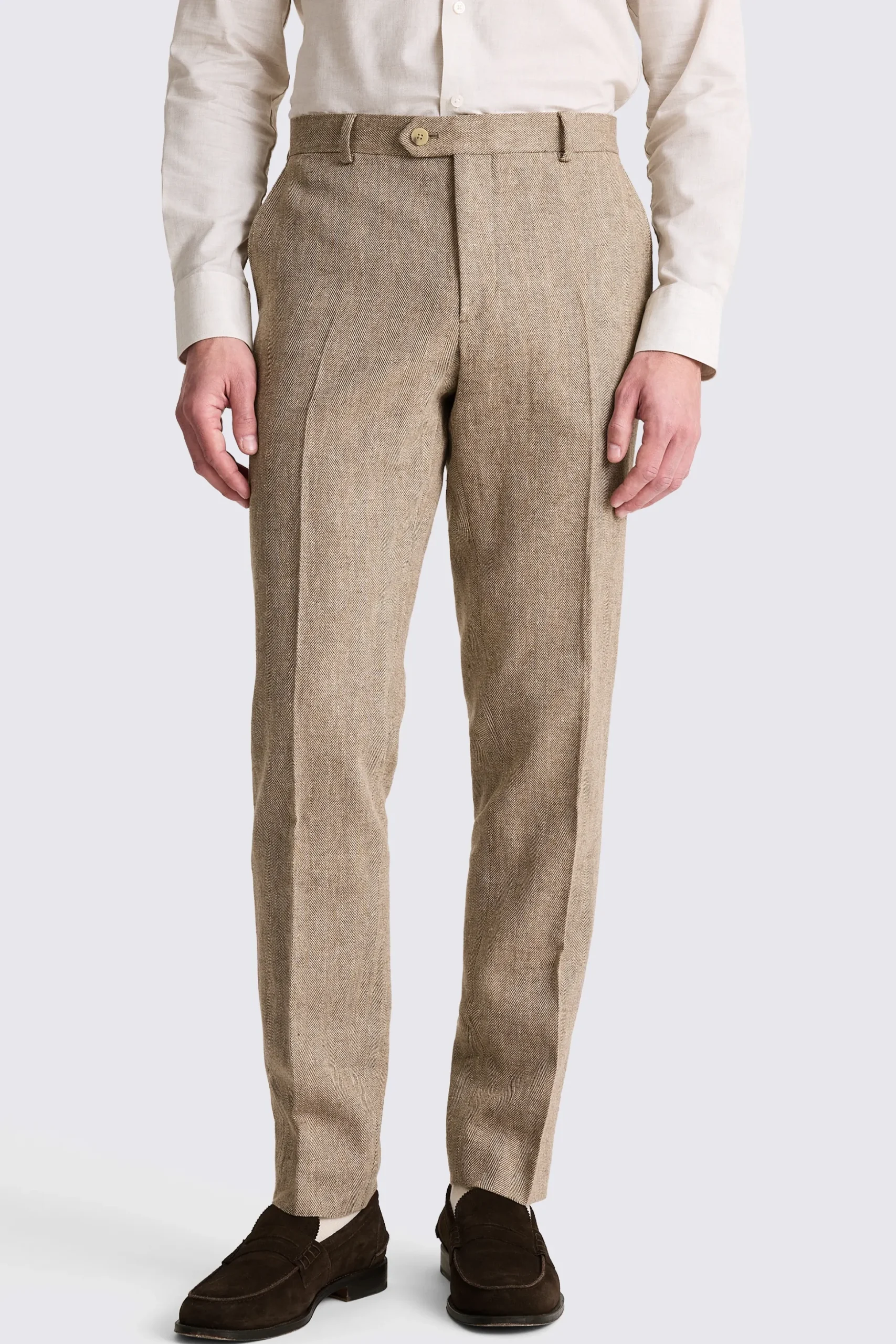 Slim Fit Gold Herringbone Trousers