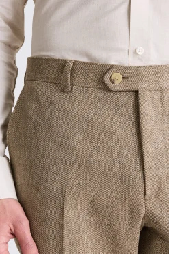 Slim Fit Gold Herringbone Trousers