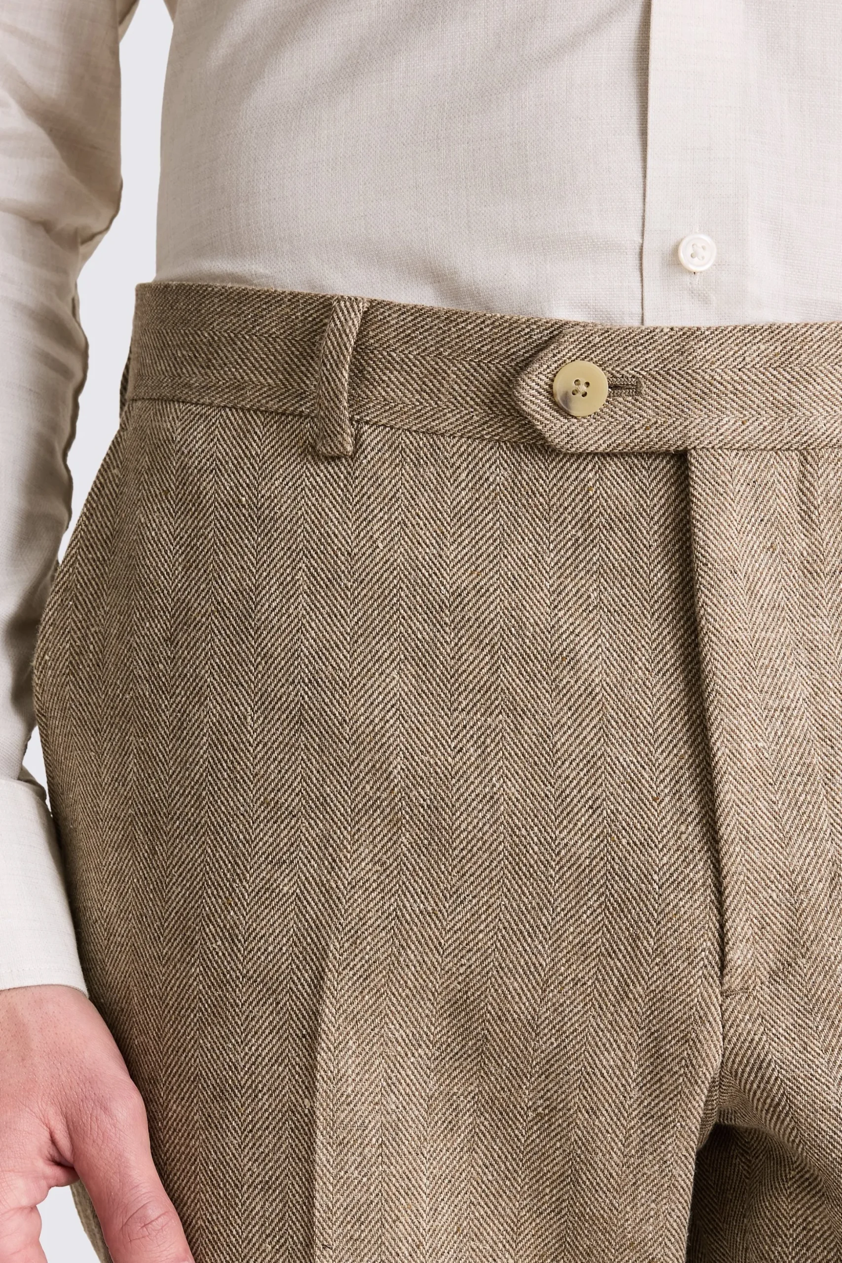 Slim Fit Gold Herringbone Trousers
