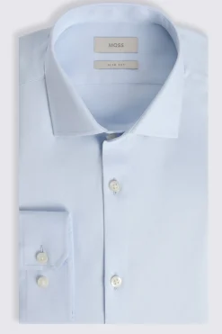 Slim Fit Light Blue Twill Stretch Shirt
