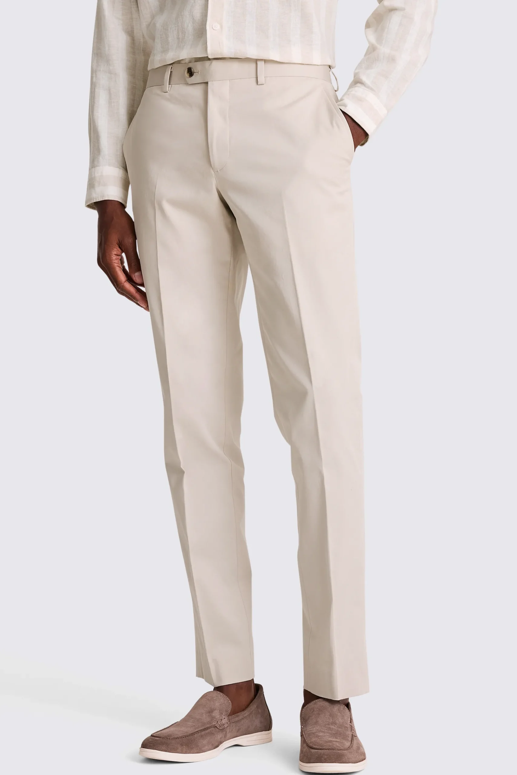 Slim Fit Light Camel Cotton Trousers