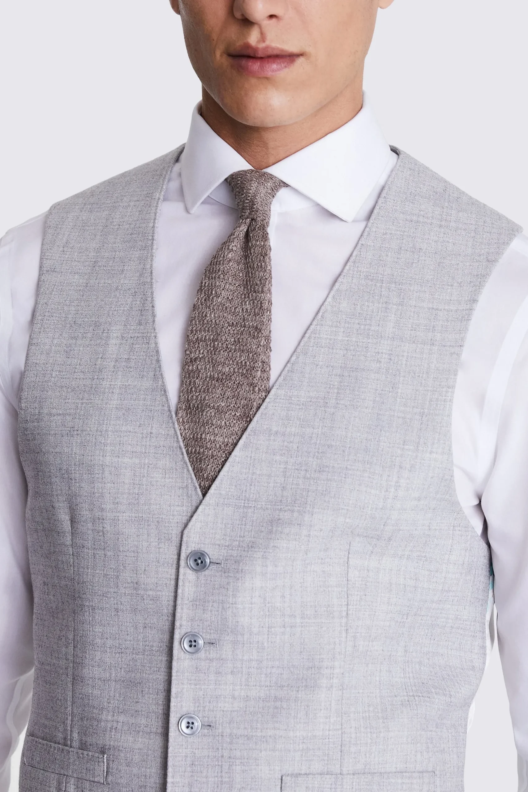 Slim Fit Light Grey Waistcoat