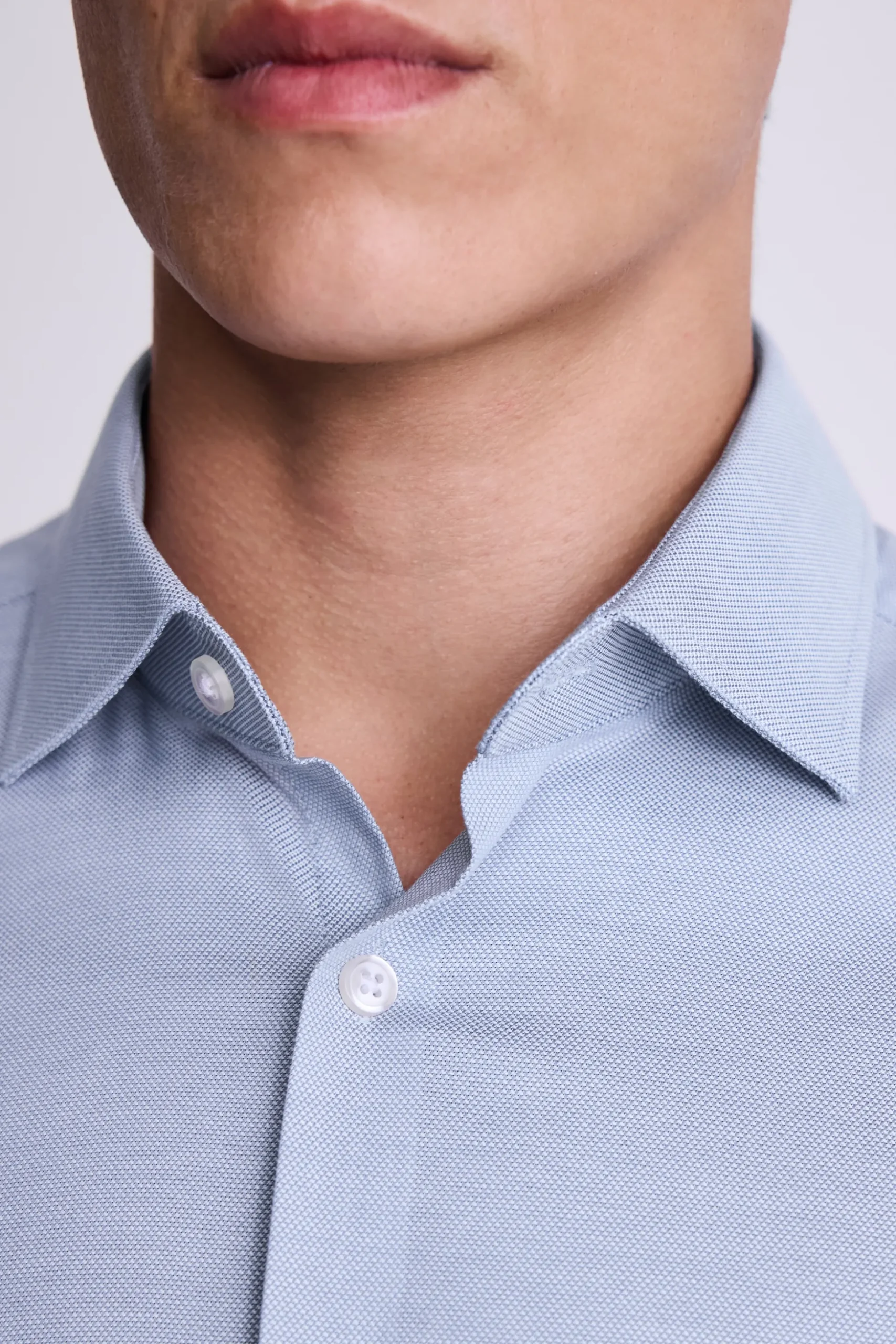 Slim Fit Mid Blue Dobby Stretch Shirt