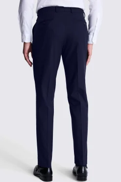 Slim Fit Navy Blue Check Trousers
