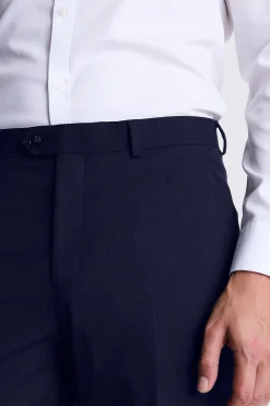 Slim Fit Navy Blue Check Trousers