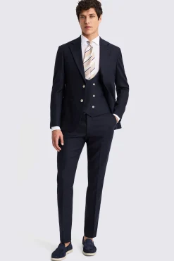 Slim Fit Navy Matte Linen Suit