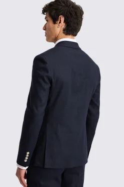 Slim Fit Navy Matte Linen Suit