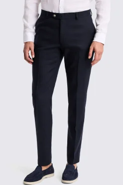 Slim Fit Navy Matte Linen Trousers