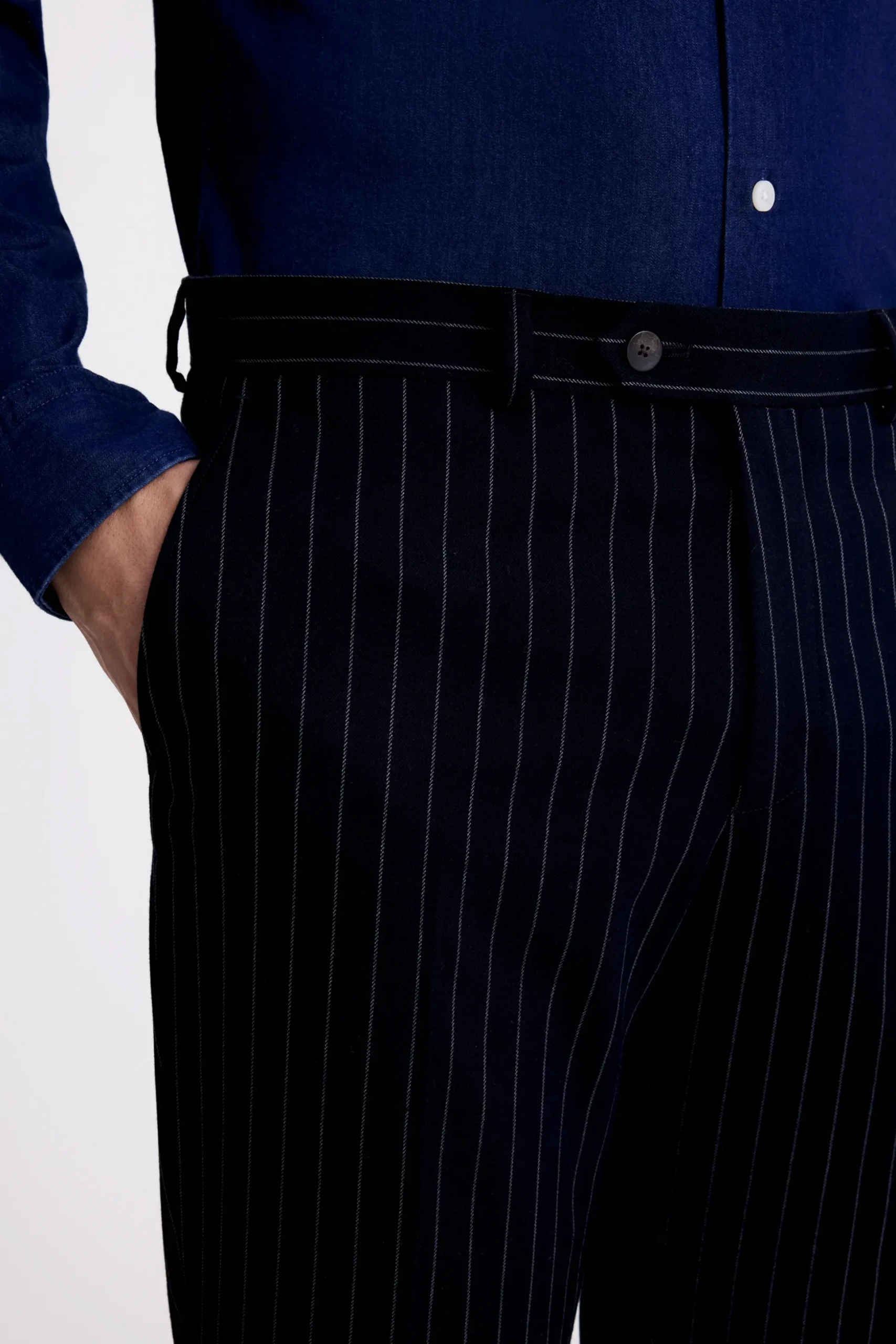 Slim Fit Navy Stripe Trouser