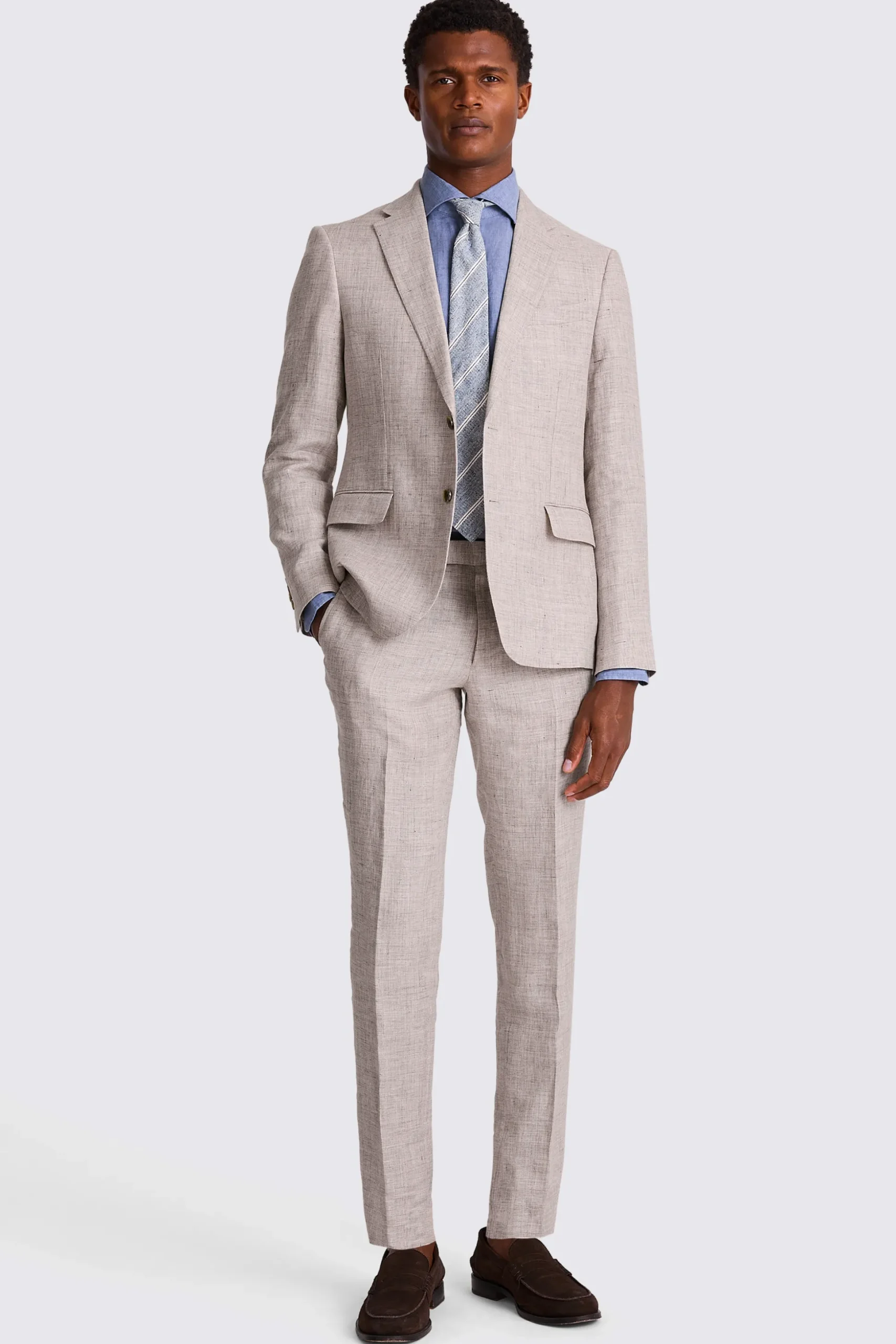 Slim Fit Oatmeal Linen Suit