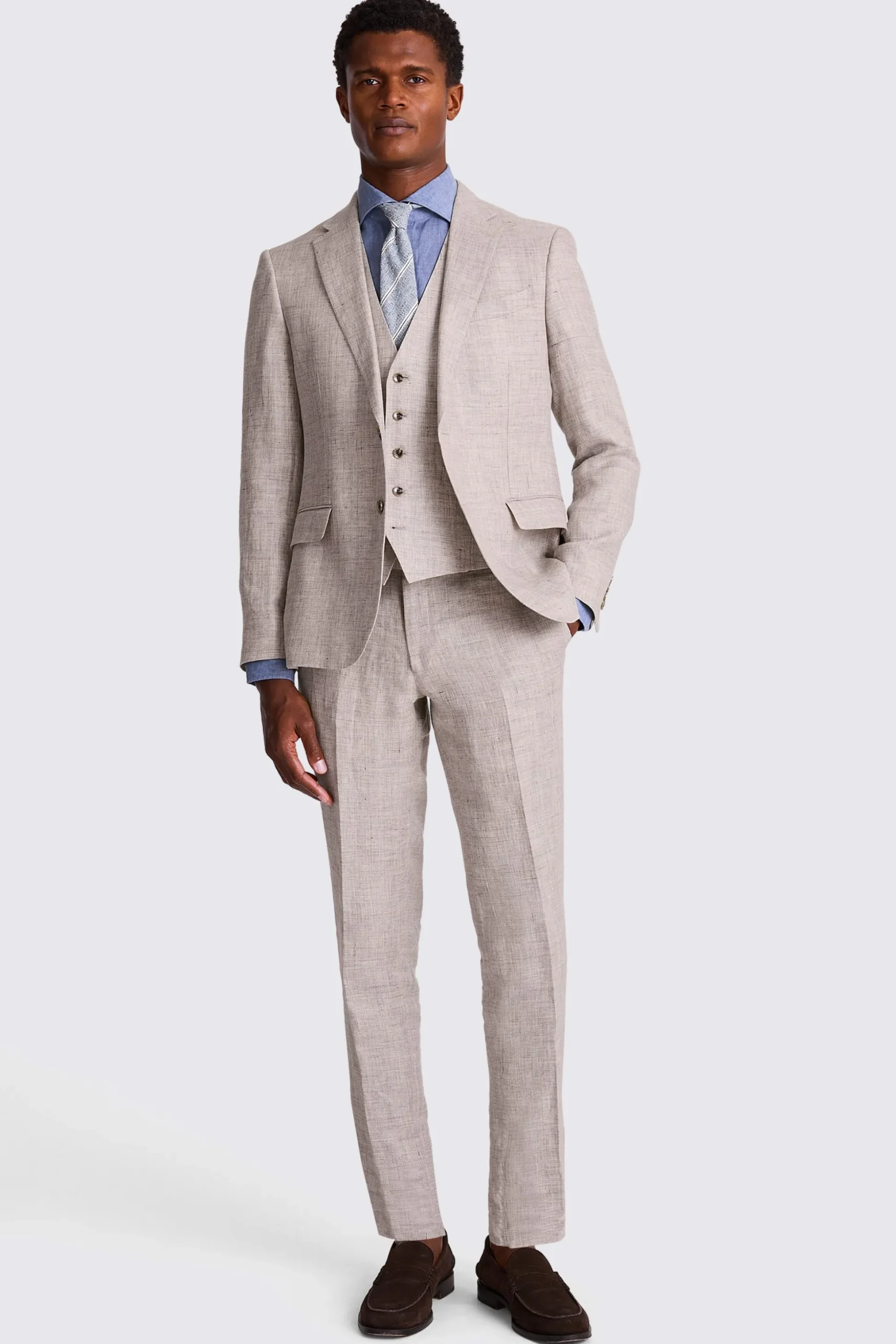 Slim Fit Oatmeal Linen Suit