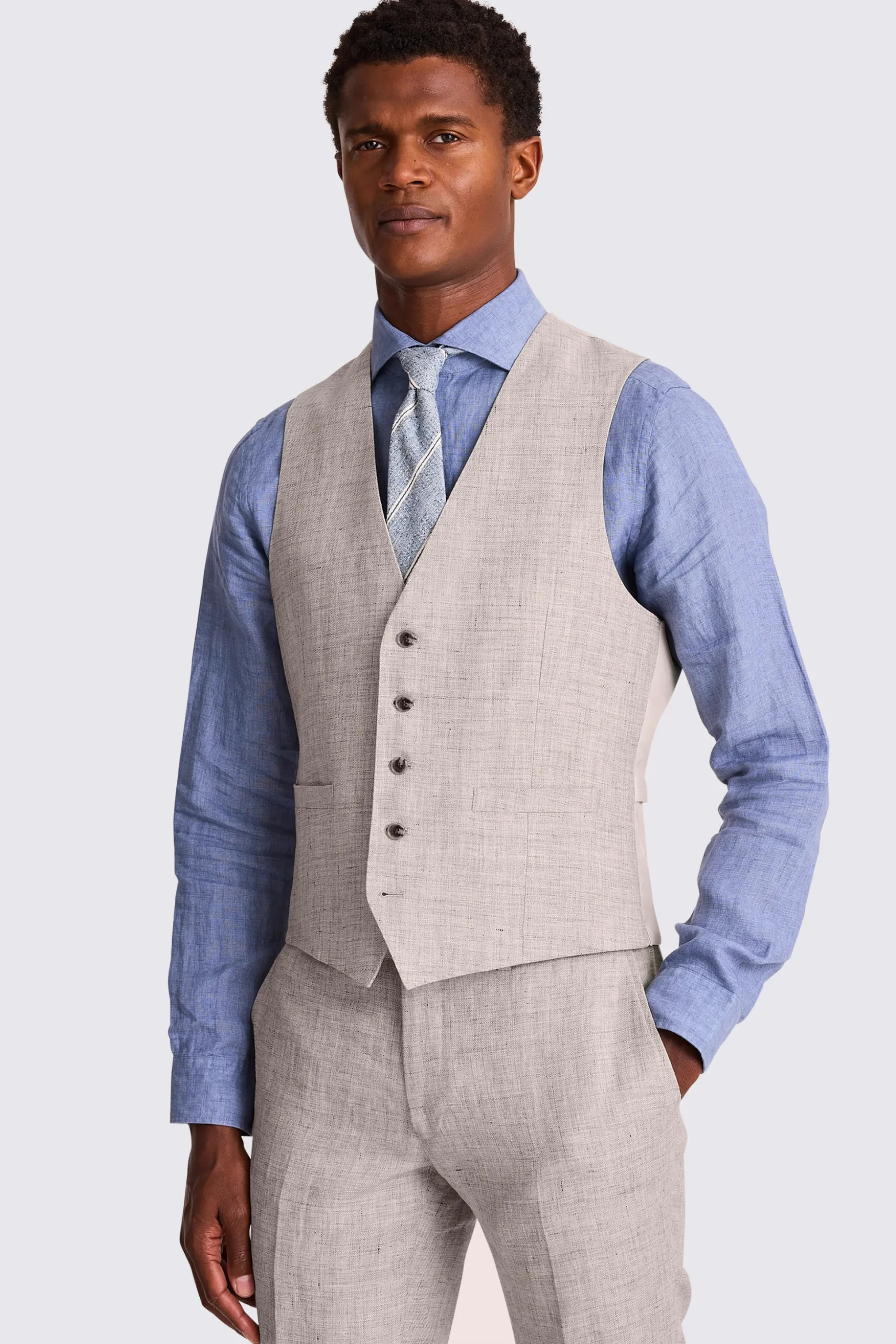 Slim Fit Oatmeal Linen Suit