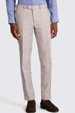 Slim Fit Oatmeal Linen Trousers