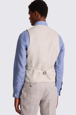 Slim Fit Oatmeal Linen Waistcoat