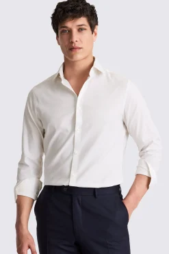 Slim Fit Off White Dobby Stretch Shirt