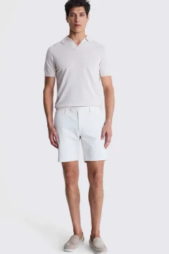 Slim Fit Off White Stretch Chino Shorts
