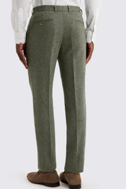 Slim Fit Sage Herringbone Trousers