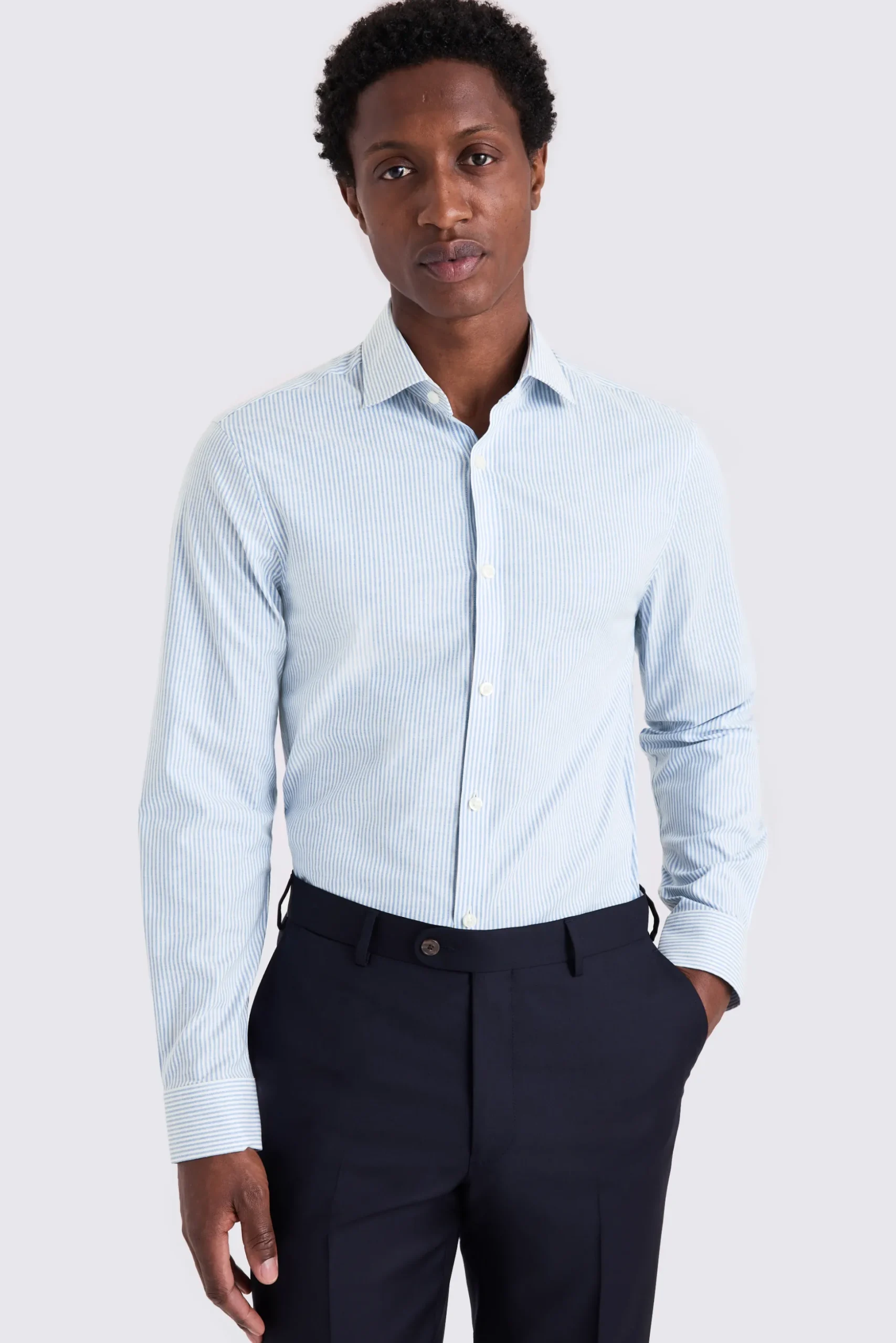 Slim Fit Sky Oxford Stripe Stretch Shirt