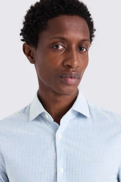 Slim Fit Sky Oxford Stripe Stretch Shirt