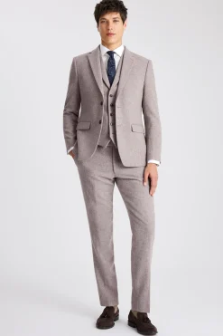 Slim Fit Stone Donegal Tweed Suit