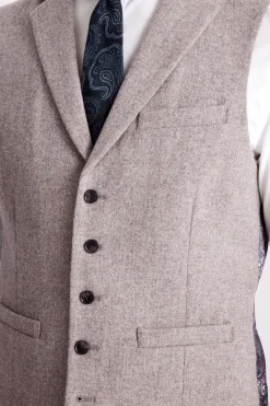 Slim Fit Stone Donegal Waistcoat