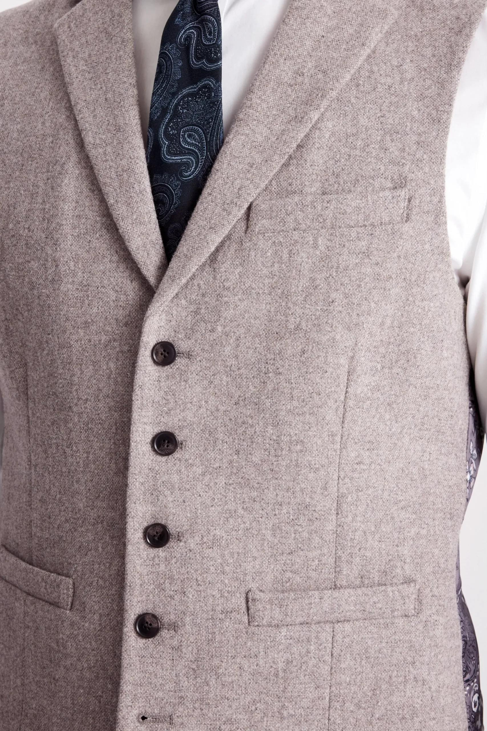 Slim Fit Stone Donegal Waistcoat