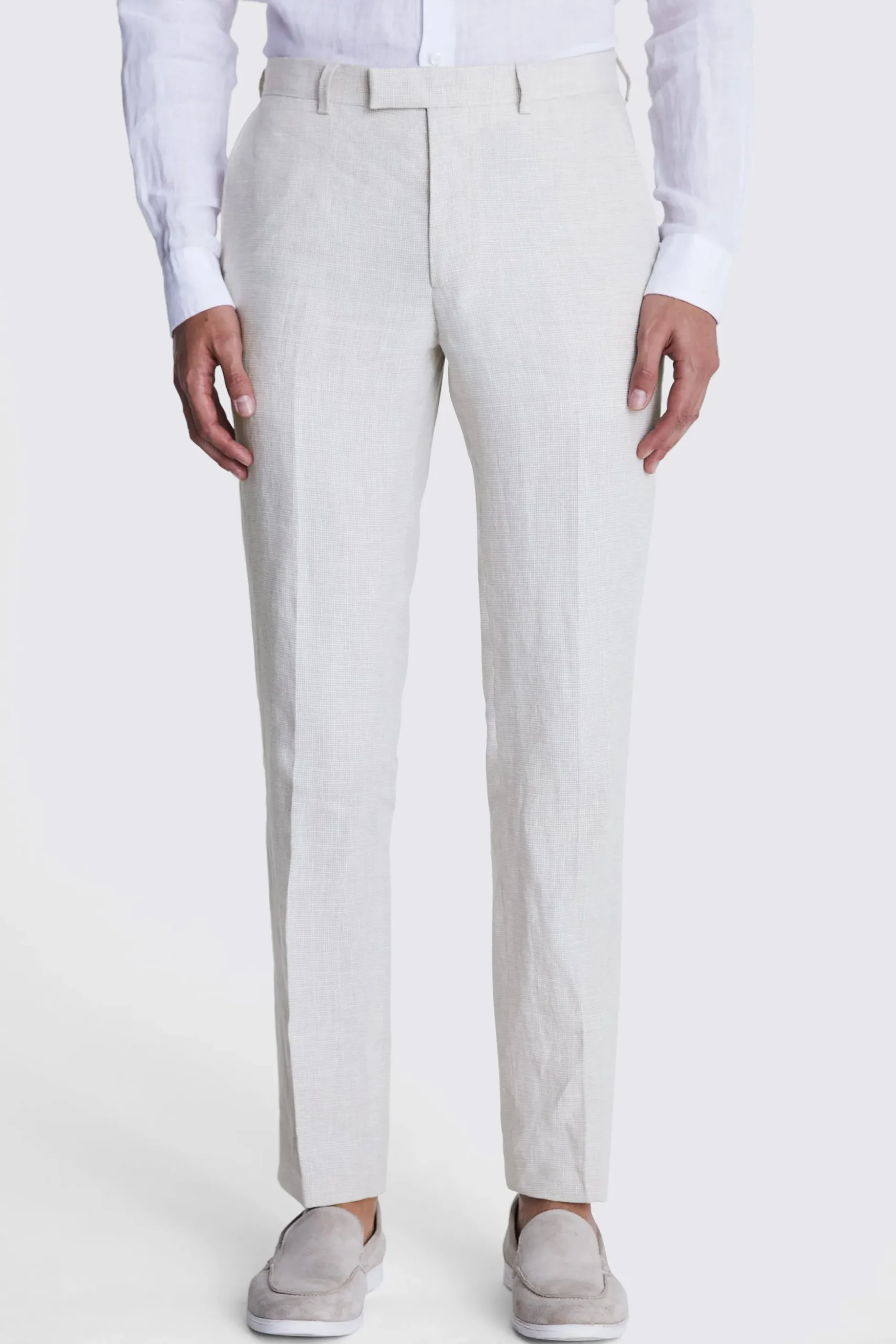 Slim Fit Stone Puppytooth Trousers