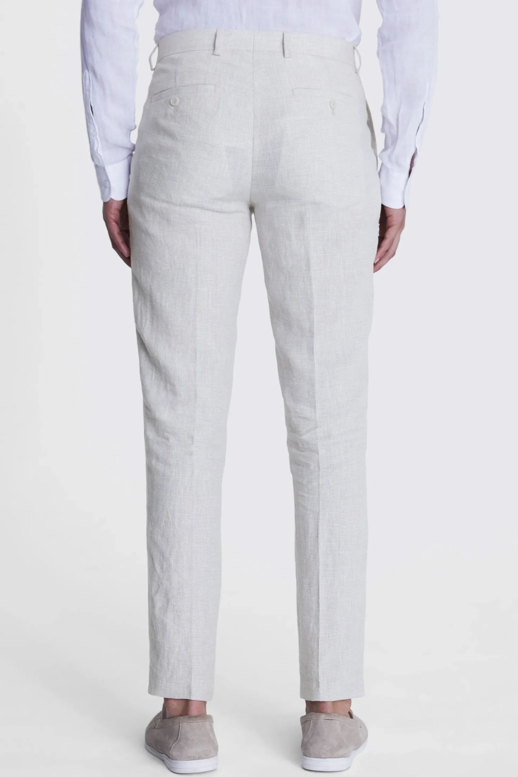 Slim Fit Stone Puppytooth Trousers
