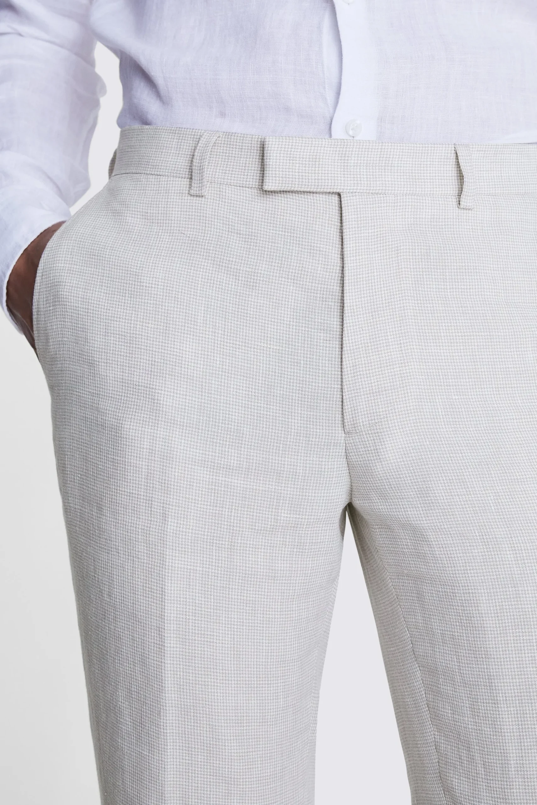 Slim Fit Stone Puppytooth Trousers